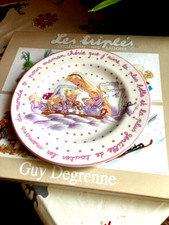 assiette  neuve les triples tres rare en rose pour maman cherie que j'aime