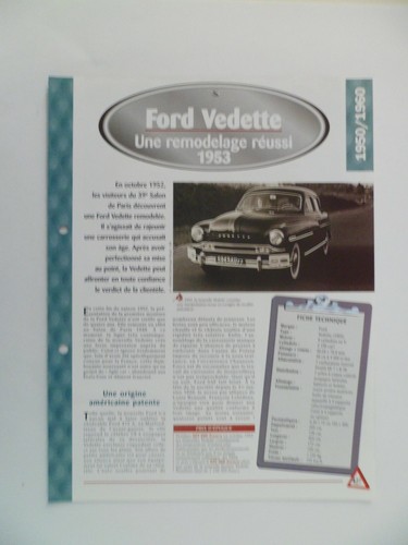 Carte fiche auto ford - fiche,