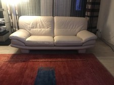 canapé 3 places cuir beige Roche Bobois très bon état