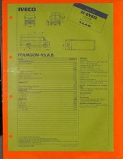 IVECO GAMME DAILY / FOURGON V.S.A.B / 35-8 VE 12 / FICHE TECHNIQUE de 1983