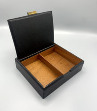 Ancienne boite, coffret à jeux de carte, bridge en cuir et bois  vintage