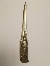 MAX LE VERRIER Ancien COUPE-PAPIER en BRONZE DORÉ Décor Signe Astrologie Balance