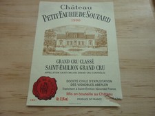 étiquette vin Chateau Petit Faurie Soutard 1990 Saint Emilion Grd cru wine label