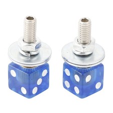 Paire Vis Plaque Immatriculation Moto Et Écrous Plastique bleu Dés Custom E03