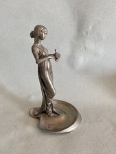 Vide poche étain argenté Art Nouveau Femme Lady jugendstil pewter sculpture WMF