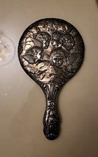 ANCIEN MIROIR À MAIN ART NOUVEAU  « M.BROS » BIRMINGHAM ANGLETERRE ARGENT Silver