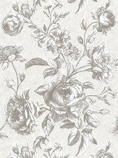 Papier Peint Motif Roses Dans Un Style Vintage – Gris, Crème