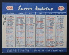 Calendrier poche 1953 encre - encre, de