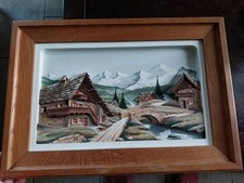 Tableau bois sculpte savoie - tableau,