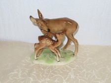 Décoratif Céramique Figurine " Chevreuil Avec Faon " ! Bien Cortendorf