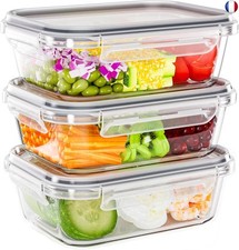 1040ml Boite de Conservation Hermétique Alimentaire en Verre avec Couvercle, 