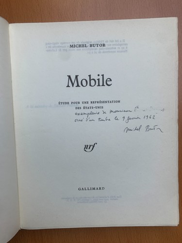 Mobile michel butor envoi - michel,