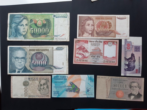 Lot billets monde - 8, ~