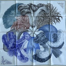 Foulard Carré  Hermes 90 Soie  Rare Collector Scarf 35 Plumets Et Panaches
