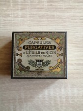 boite en fer Huile de ricin capsules purgatives