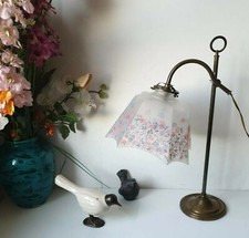 Lampe bureau inclinable reglable ancienne rotule metal et verre art deco 1900