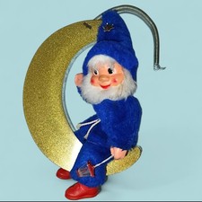 Ancien père noel personnage suspension décoration Noël vintage 