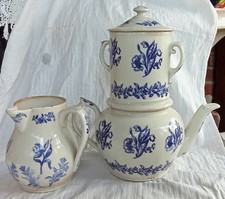 Anciens Pot à Lait  + Cafetière Céramique Saint Uze/Art De La Table Ancien