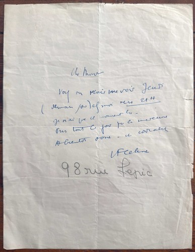 Céline lettre autographe - lettre,