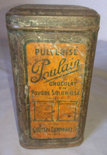 ANCIENNE BOITE PUBLICITAIRE PUB CHOCOLAT POULAIN COLLECTION début 1900 métal