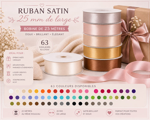 Ruban satin simple face mm - face,