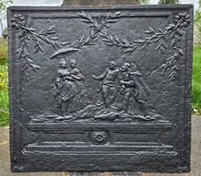 plaque cheminée 80 x 88 cm XVIIIe Nicolas Lancret 'Les oies du frère Philippe'