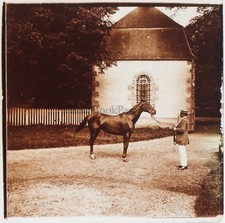 Ecole d'Equitation Cheval Hippique Chantilly ? Photo Plaque Stereo Vintage LB6