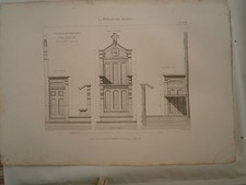 Planche gravure mobilier d'église  de Vaugirard Paris Stalle de Mr le curé