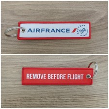 Porte Clé Brodé Avion Flamme