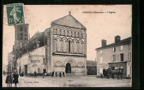 Cpa jarnac eglise 1908 - cpa,