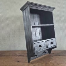 Ancienne armoire murale en bois à épices 2 tiroirs à suspendre murale fait...