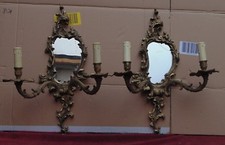 rare MAGNIFIQUE ancienne grande paire applique bronze style louis XV miroir 