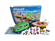 Playmobil 4144 Voiture familiale avec remorque porte-bateaux  TBE Boîte + notice