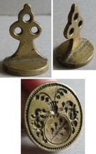 Sceau cachet tampon en bronze 18e siècle avec armoiries 18th century seal