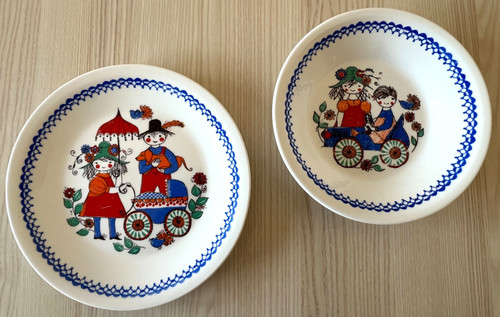 Vintage lot assiettes figgjo - vintage,