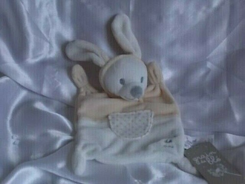 Doudou lapin écru blanc - doudou,