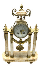 Belle PENDULE à colonne NAPOLEON III XIXème marbre et bronze fonctionne