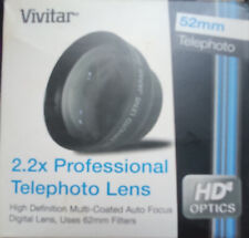 VIVITAR 52mm TELEPHOTO LENS 2.2 PROFESSIONEL HD OPTICS Pour sony fdr ax33 ax53