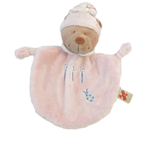 Doudou plat rose - , coccinelle