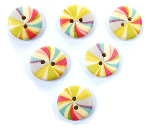 Lot boutons bois - 6, rond