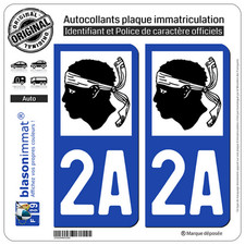 2 Stickers autocollant plaque immatriculation : 2A Corse LogoType