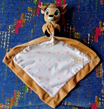 5PA/ DOUDOU MOUCHOIR SIMBA DISNEY BABY BAMBI FAON MARRON BLANC FLEUR ROSE KOM 9
