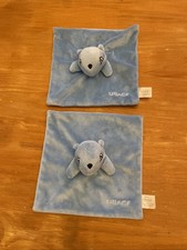 Lot De 2 Peluche doudou marmotte Écureuil plat bleu Blanc URIAGE yeux brodé Noir