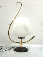 ?? ANCIENNE LAMPE BUREAU CHEVET ARLUS OPALINE LAITON LUNEL DESIGN 60 VINTAGE