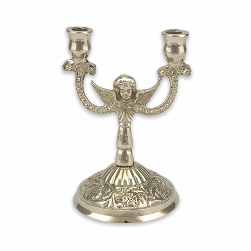 Bougeoir ange double argent - double,