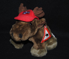 Peluche doudou élan renne cerf VITA Norway casquette rouge 16 cm 100% NEUF