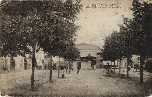 Cpa eauze allees - la, statue