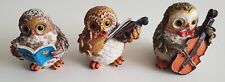CHOUETTE MUSICIENNE en RESINE HIBOU LOT 3 FIGURINES ANIMAUX COLLECTION DECORATIO