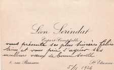 X303 ancienne petite carte de Visite Léon SERINDAT Expert Comptable LYON