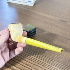 Pipe ancienne en écume de mer avec coffret cuir – 1930 Style Art Déco